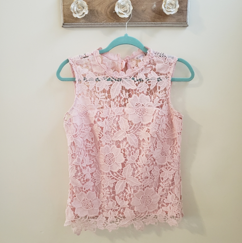 Nanette Lepore pink lace tank